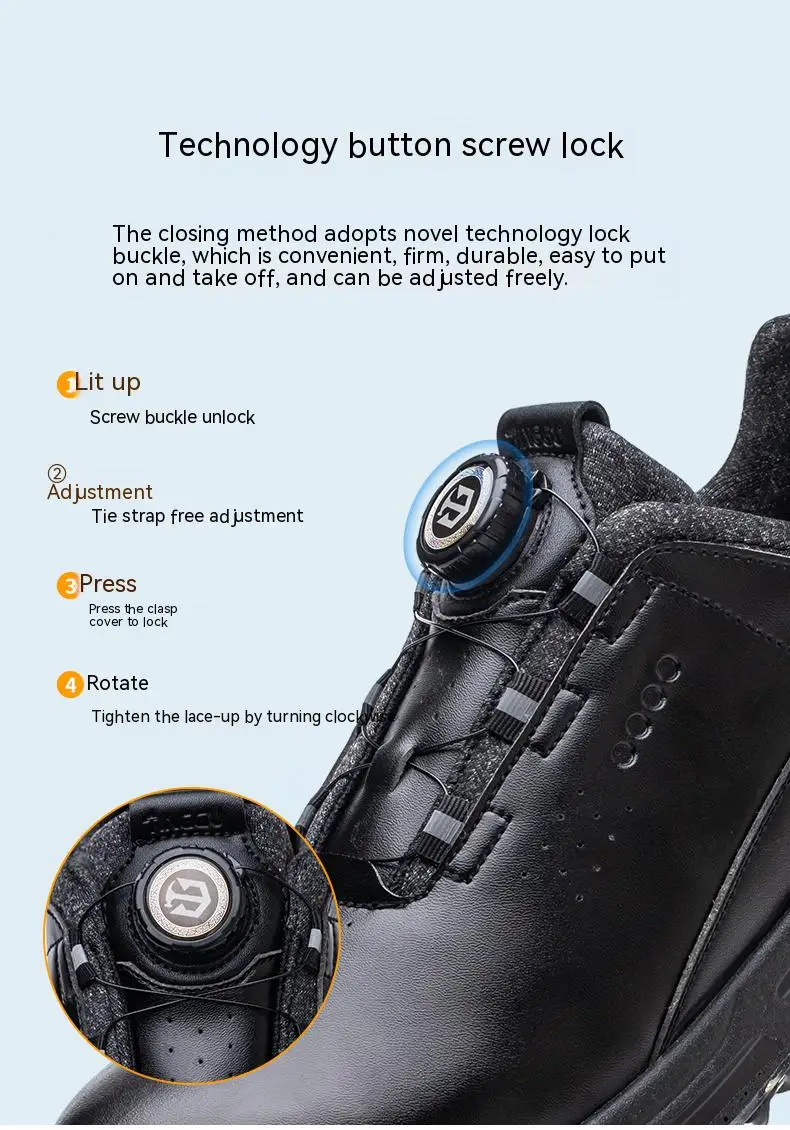 AMAWEI Rotary Buckle Work Protective Shoes Leather Safety Shoes Puncture-Proof Anti-smash Steel Toe Shoes Work Boots Men Women