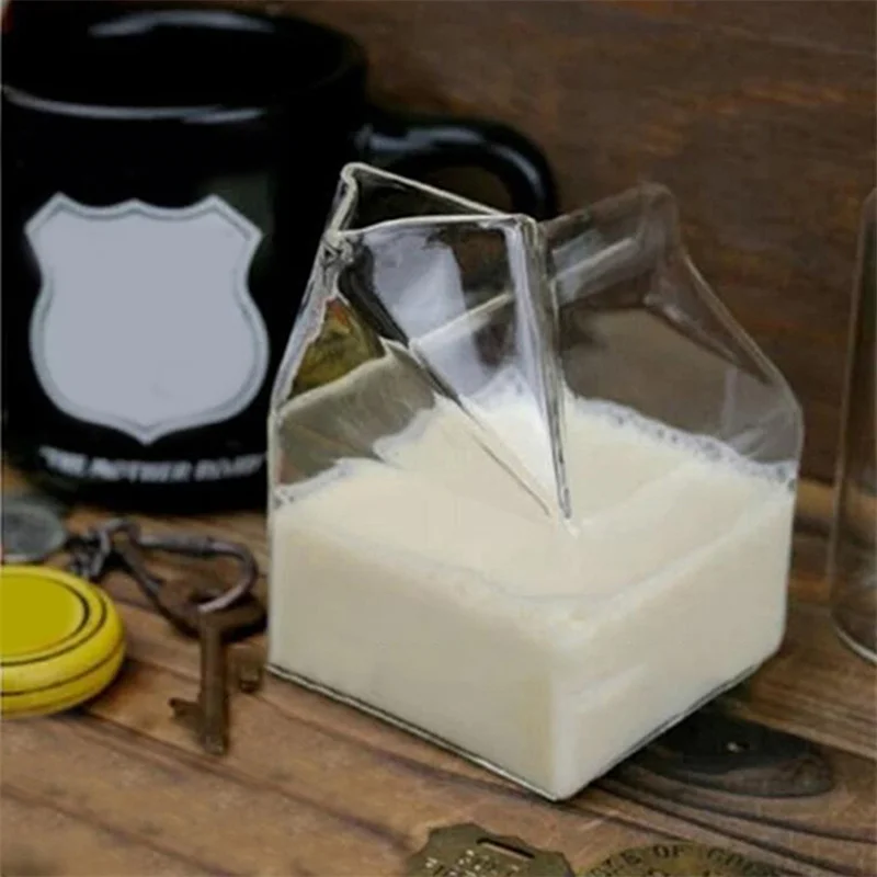 Description Picture 6 of item1Pc Half Pint Milk Carton Style Creative Mini Creamer Jug Glass Milk Mug Cow Udder Cup Milk Cup Wholesale