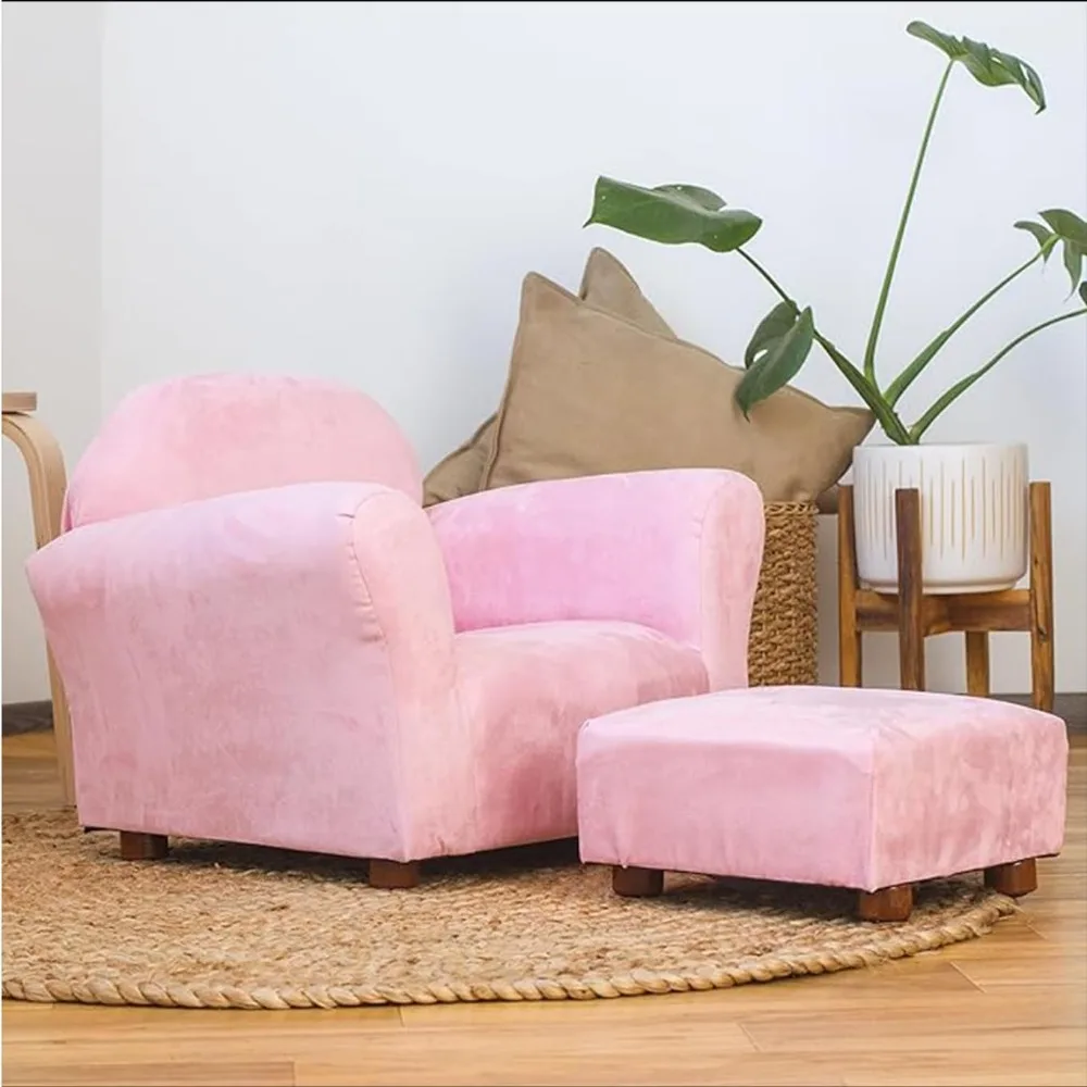 Roundy Child Size Chair with Microsuede Ottoman, Kids Chair, Toddler Chair with Ottoman, Toddler Sofa Couch for Girls 2