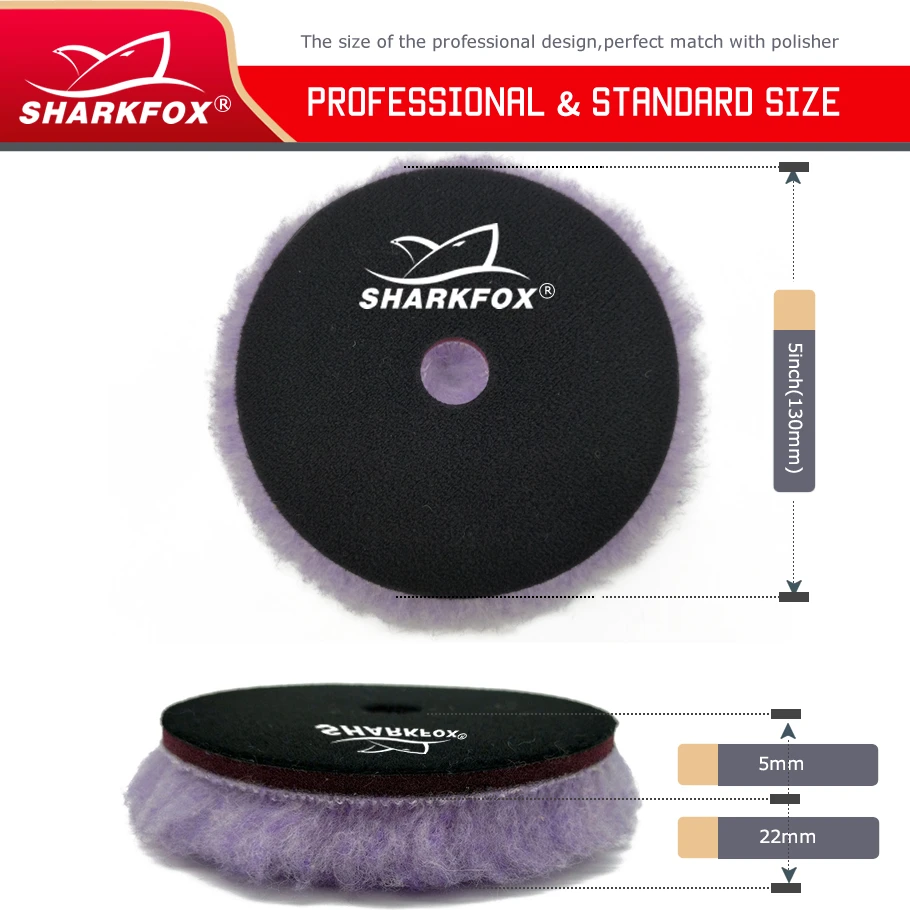 Sharkfox 5Pcs/lot 5/6 inch  Wool Polishing Pad High Density Lambs Woollen Polish Buffing Pad Car Polisher Buffing Waxing 2