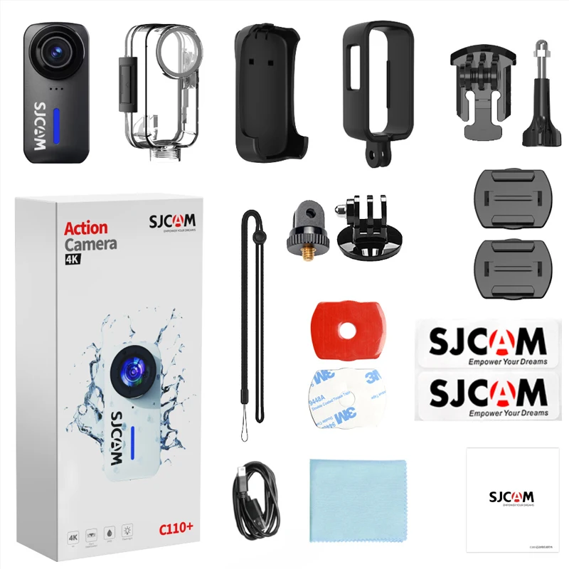 Action Camera SJCAM C110+ 4K30fps Action Camera 6-Axis GYRO Flash Explosion WiFi Remote 1050mAh Sports DV Portable Helmet Motorcycles