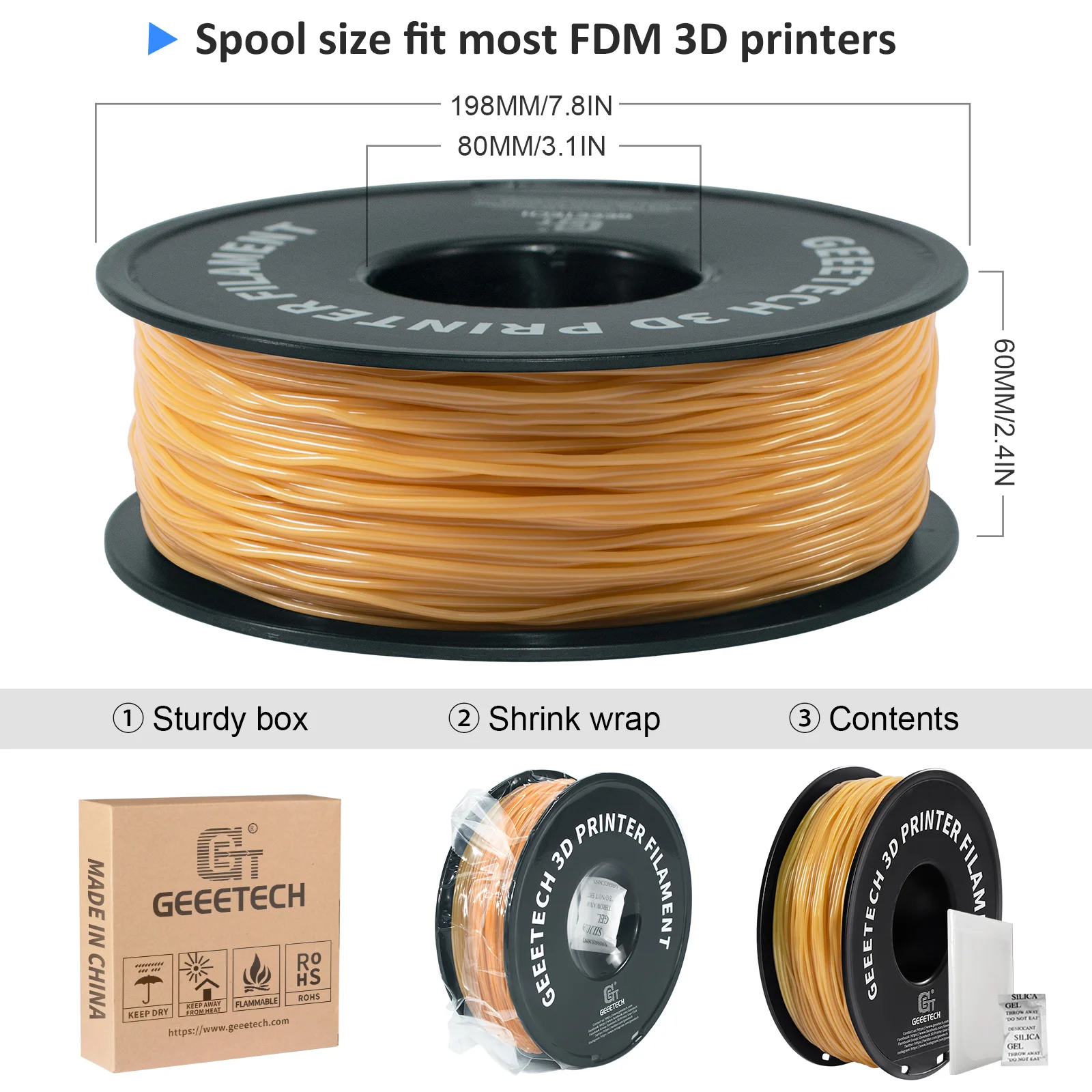Premium TPU 3D Printer Flexible Filament - 1kg Spool, 1.75mm, Non-Toxic, Vacuum Packed, Shore Hardness 95A