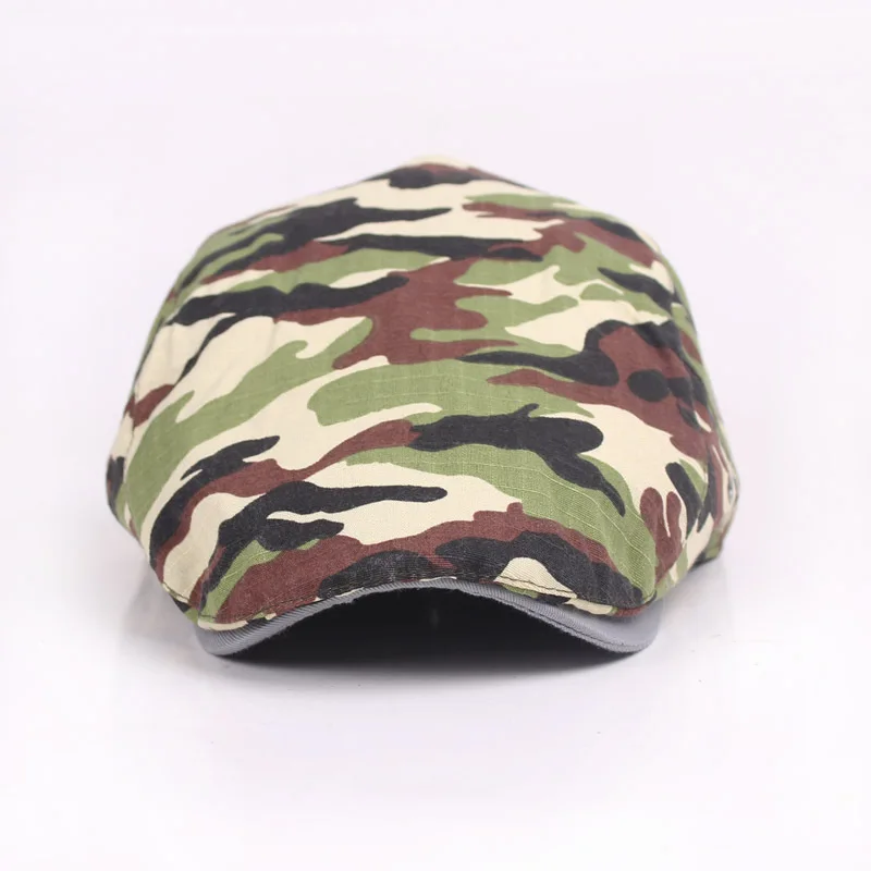 

LDSLYJR Four Seasons Cotton Camouflage Print Newsboy Caps Flat Peaked Cap Men and Women Painter Beret Hats 142