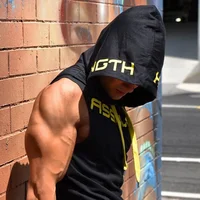 Hommes débardeurs vêtements de sport Fitness sweat à capuche sans manches gilets coton Singlets hommes Joggers gilet musculation vêtements de sport 6