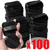 1-100Pcs Black Square Round Crystal Velvet Powder Puff Facial Soft Washable Sponge Cosmetics Puff Beauty Makeup Accessories Tool 1