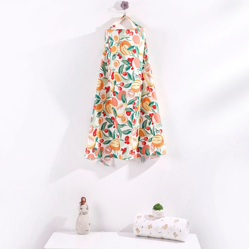 Maternity Nursing Robe Breastfeeding Gown Infant Wrap Leaves Print Nursing Poncho Multi Use Cover for Baby Car Seat