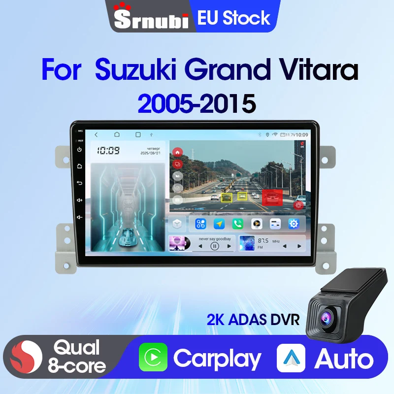 Radio samochodowe 2 DIN Srnubi do Suzuki Grand Vitara 2005-2015 Carplay Android Auto Mirror Link BT GPS Nawigacja DVD Head Unit