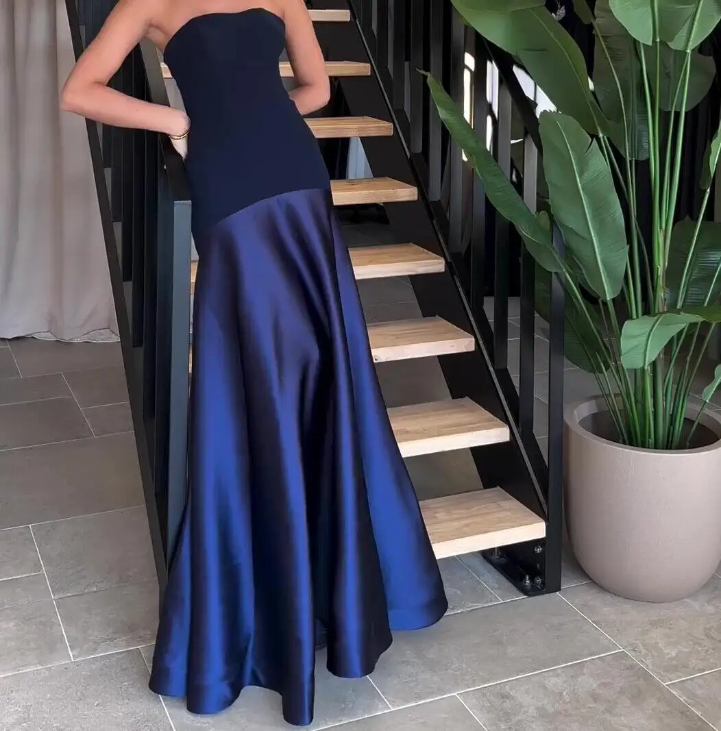 여성용 우아한 오프숄더 패치워크 랩스커트, 섹시한 뷔스티에 민소매 롱 드레스, 드레이프 솔리드 파티 드레스, 여름 패션 