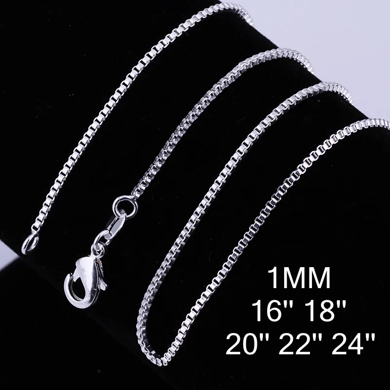 

10pcs/Lot Slver Color 1mm Box Chain Necklace for Women Men 40cm-60cm,Wholesale Price Link Chain Fit Pendant,Fashion DIY Jewelry