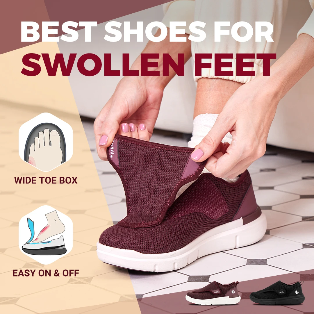 FitVille Women's Wide Adjustable Walking Shoes - Orthopedic Comfort for Swollen Feet & Pain Relief