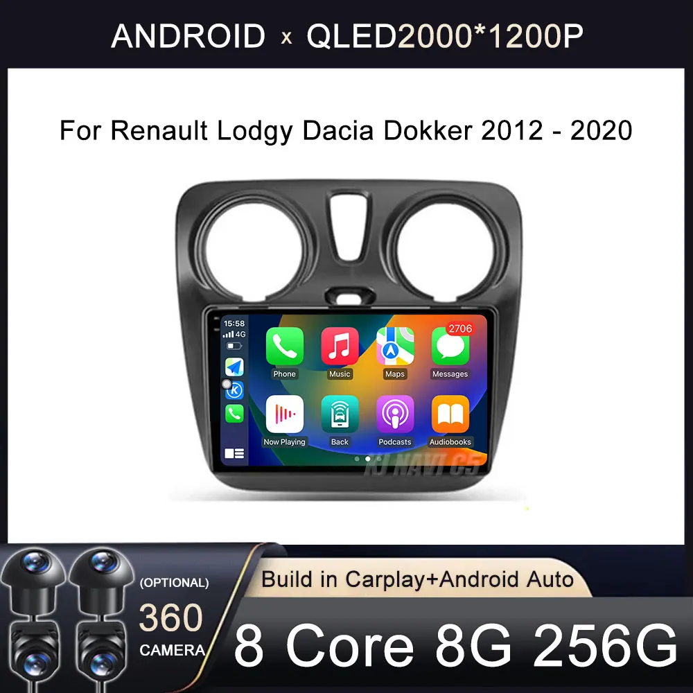 

Android 14 Car Radio Multimedia Video Player For Renault Lodgy Dacia Dokker 2012 - 2020 Navigation GPS Auto Carplay 360 Camera
