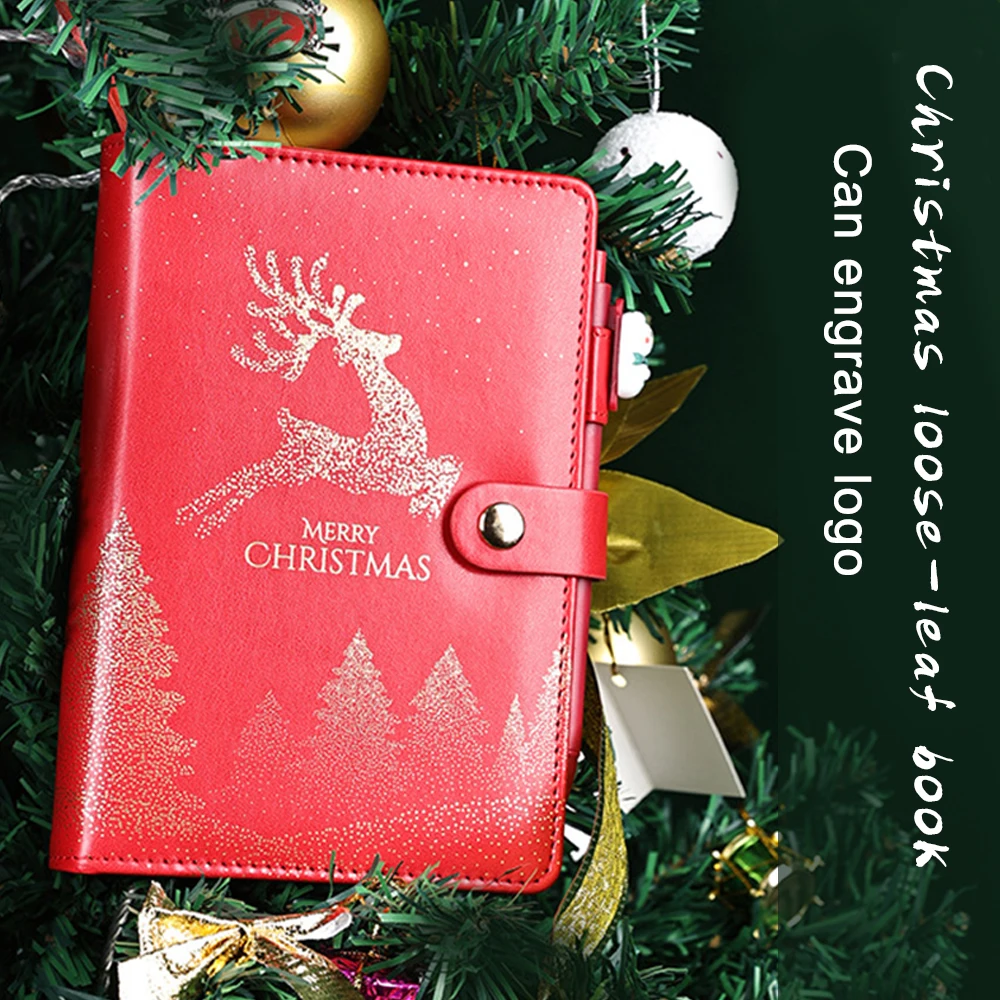 

(Free Logo Engraving) A6 Christmas Elements Student Living Page Notebook, Business Ledger, Work Notepad, Excerpt, 80 Inside Page