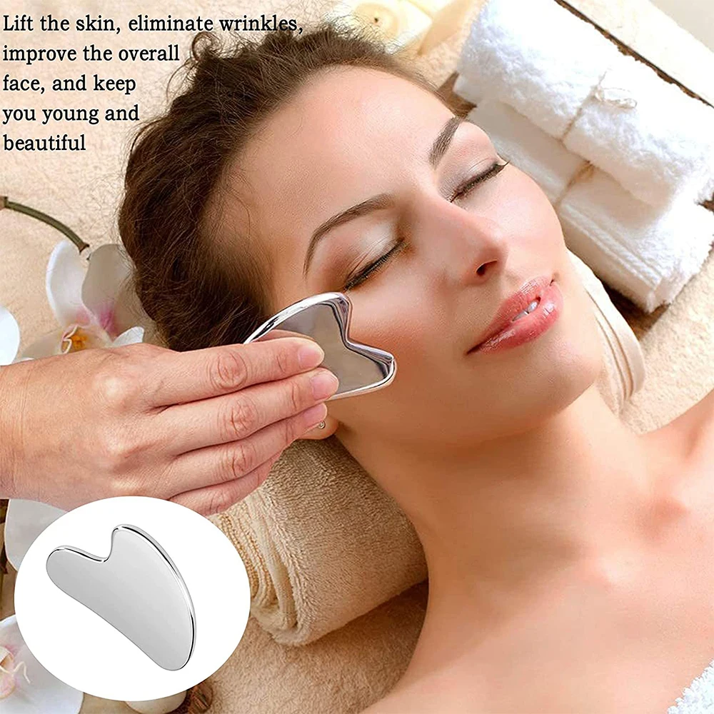 Stainless Steel Skin Scraping Face Massage Skincare Tool Guasha Scraper Lifting Anti Wrinkle Gua Sha Body Neck Care Massager 3