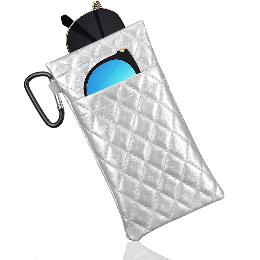 1Pcs PU Leather Double-layer Glasses Bag Sunglasses Storage Bag Automatic Closing Glasses Storage Bag Leather Glasses Bag