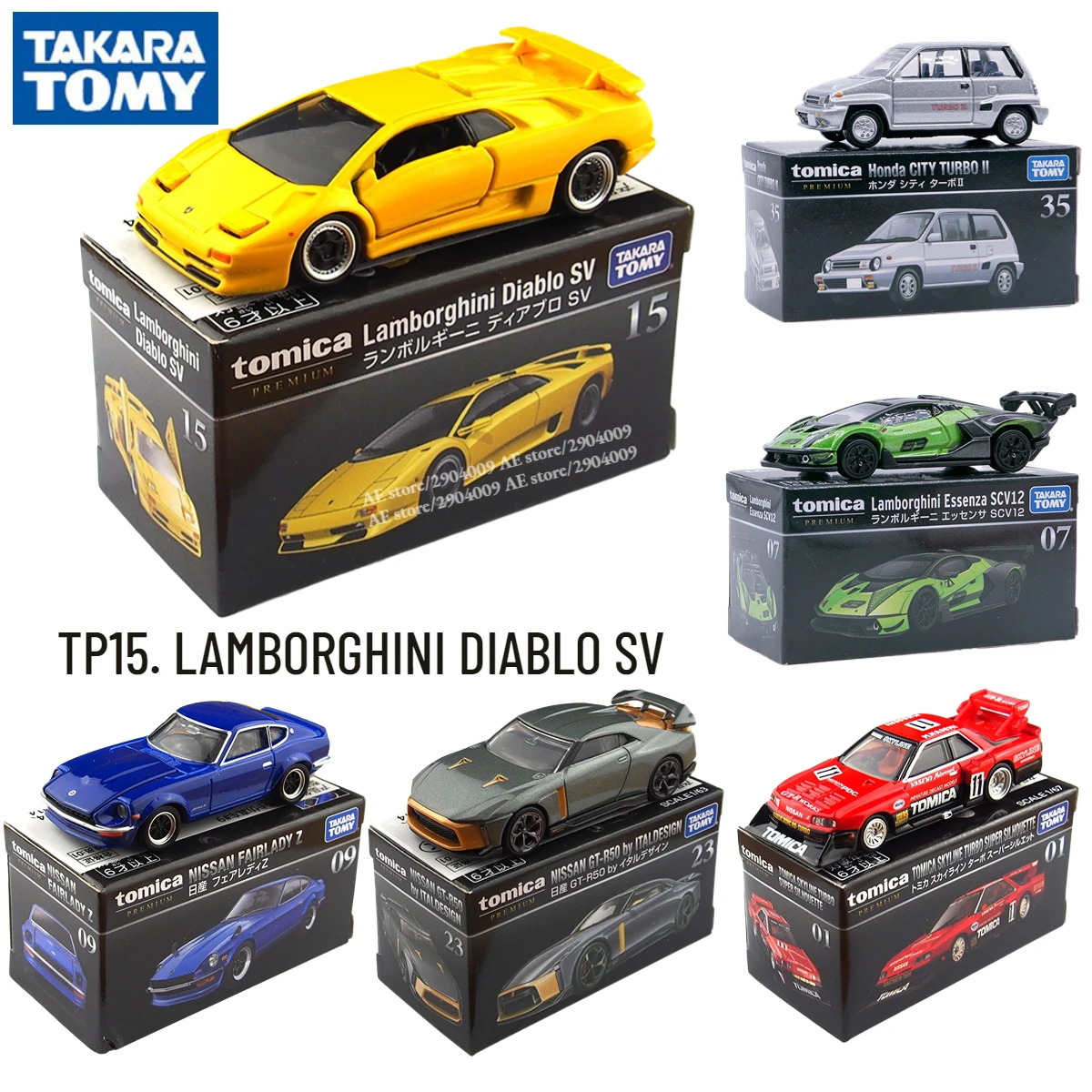 Lamborghini Collection 15台セット Takara Tomy Tomica Premium TP15. LAMBORGHINI DIABLO SV Scale