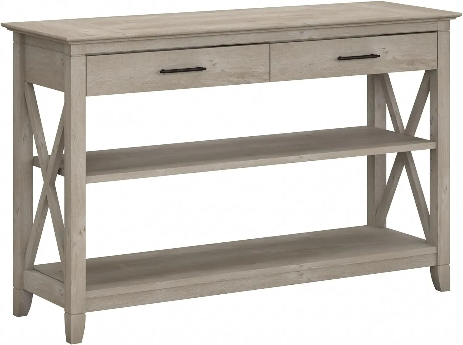 

Bush Furniture Key West Console Table with Drawers and Shelves in Washed Gray