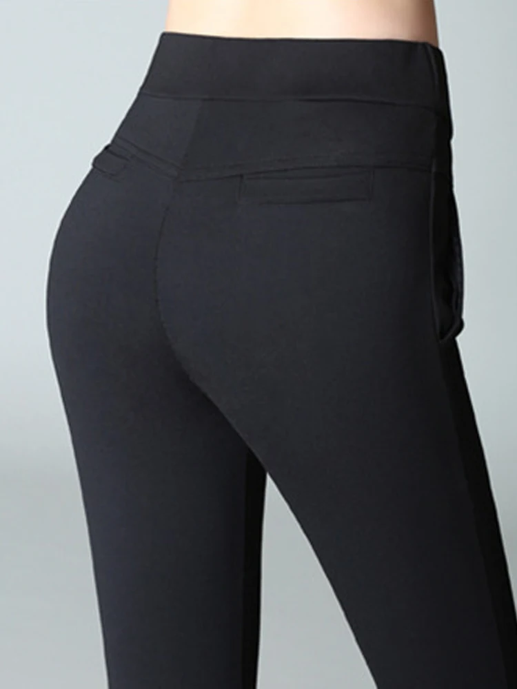 Women High Waist Flare Pants Korean Fashion Vintage Office Lady Elegant Suit Pants Casual Female Stretch Long Straight Trousers