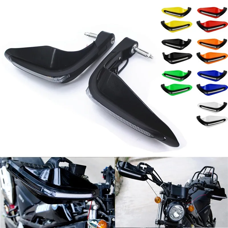 1PairMotorcycleHandlebarHandProtectorWithLEDLightHandguardsLED