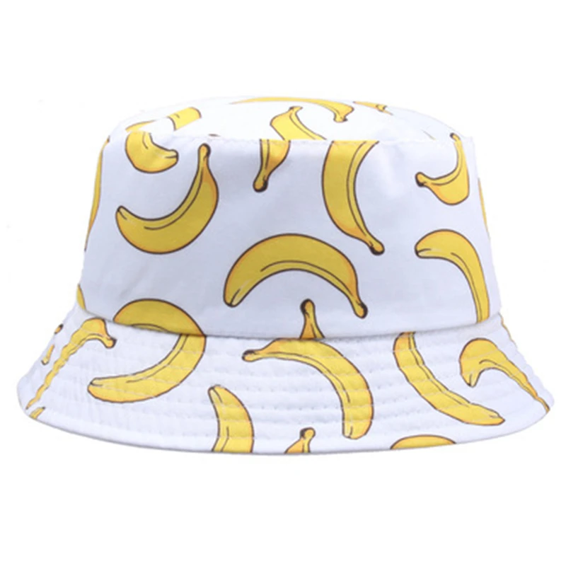 

Summer Spring Thin Shade Banana Print Cotton Polyester Soft Bucket Hat Outdoor Breathable Fashion Panama Fisherman Cap Men F110