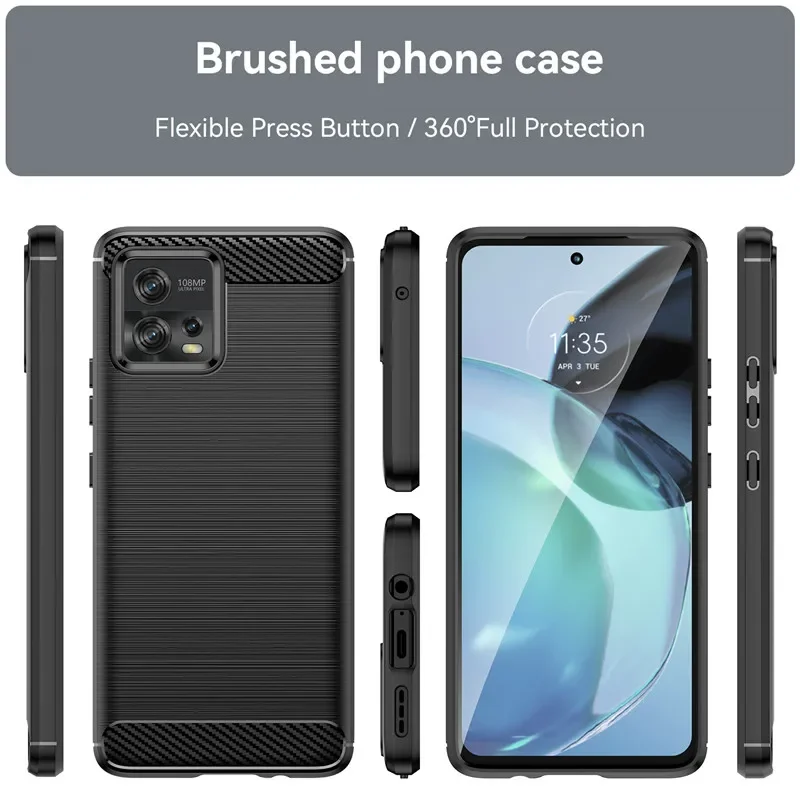 For Motorola Moto G22 G32 G42 G52 G62 G72 G82 Case Silicone Bumper Carbon Fiber TPU Slim Cover For Moto E22 E22i E22S E32 E32S - 2
