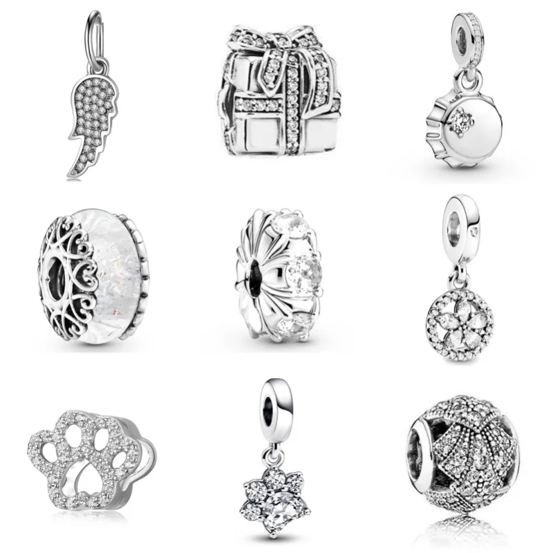 45pcs/set Multiple Styles Pendant Charm Beads Fit Original Pandora Necklace Bracelet Keychain DIY Women's Girl's Jewelry Gift ﻿