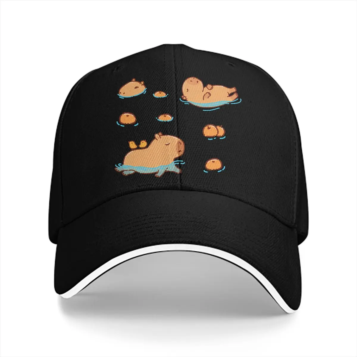 

Swimming With Oranges Baseball Caps Peaked Cap Capybara Animal Sun Shade Hats for Men Women