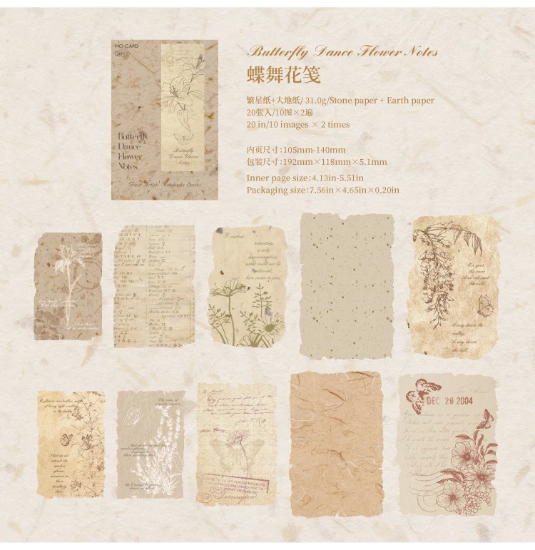 20 Stück Vintage-Etikettenpapier mit mehreren Materialien, dekoratives Tagebuch, Album, Scrapbooking, DIY, handgefertigtes Hintergrundpapier – Detail 9