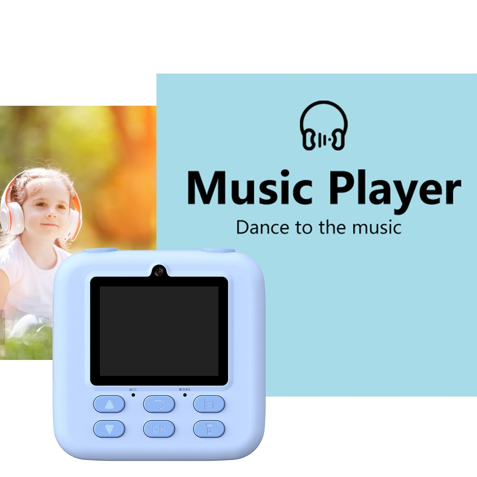 Children Instant Printing Camera Versatile Video Photo  2.4-Inch Screen Built-in 32GB Card Instant Print Camera for Kids