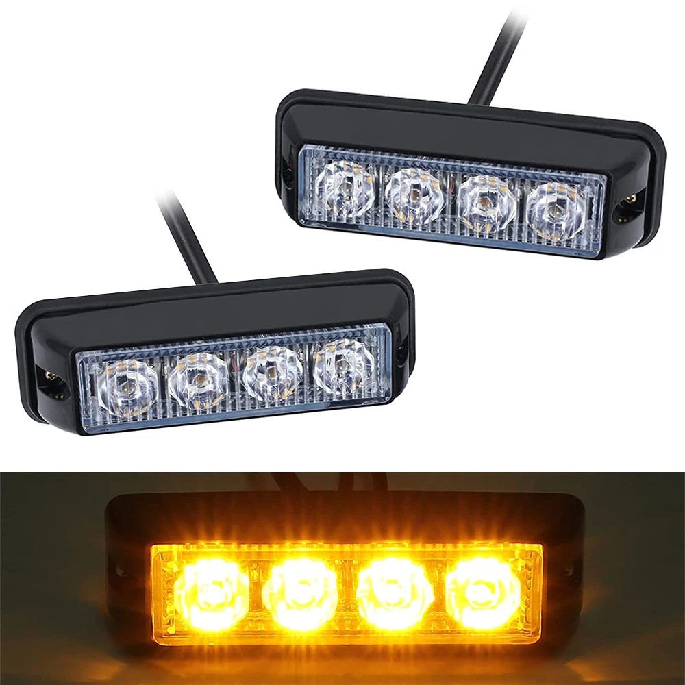 (2pcs/lot) DC12V 24V 4-LED bělouš & jantar auto kamion dodávka strana strobo lehký upozornění blikač záruka blesk bezodkladnost staveniště