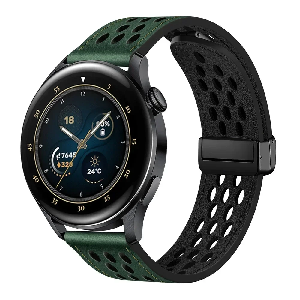 Silicone and Leather Magnetic Strap - 20mm/22mm Band