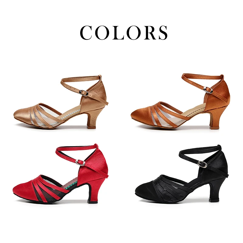 DKZSYIM Modern Latin Dance Shoes For Women Ballroom Party Tango Jazz Elegant Dance Shoes Suede/Rubber Sole Closed Toe Heels 5cm 5