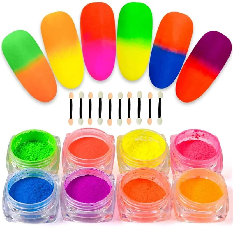 

1g/Bottle 12 Colors Fluorescent Nails Glitters Candy Powder Neon Nail Art Powder Luminous Makeup Manicure Nails Decorations Dust