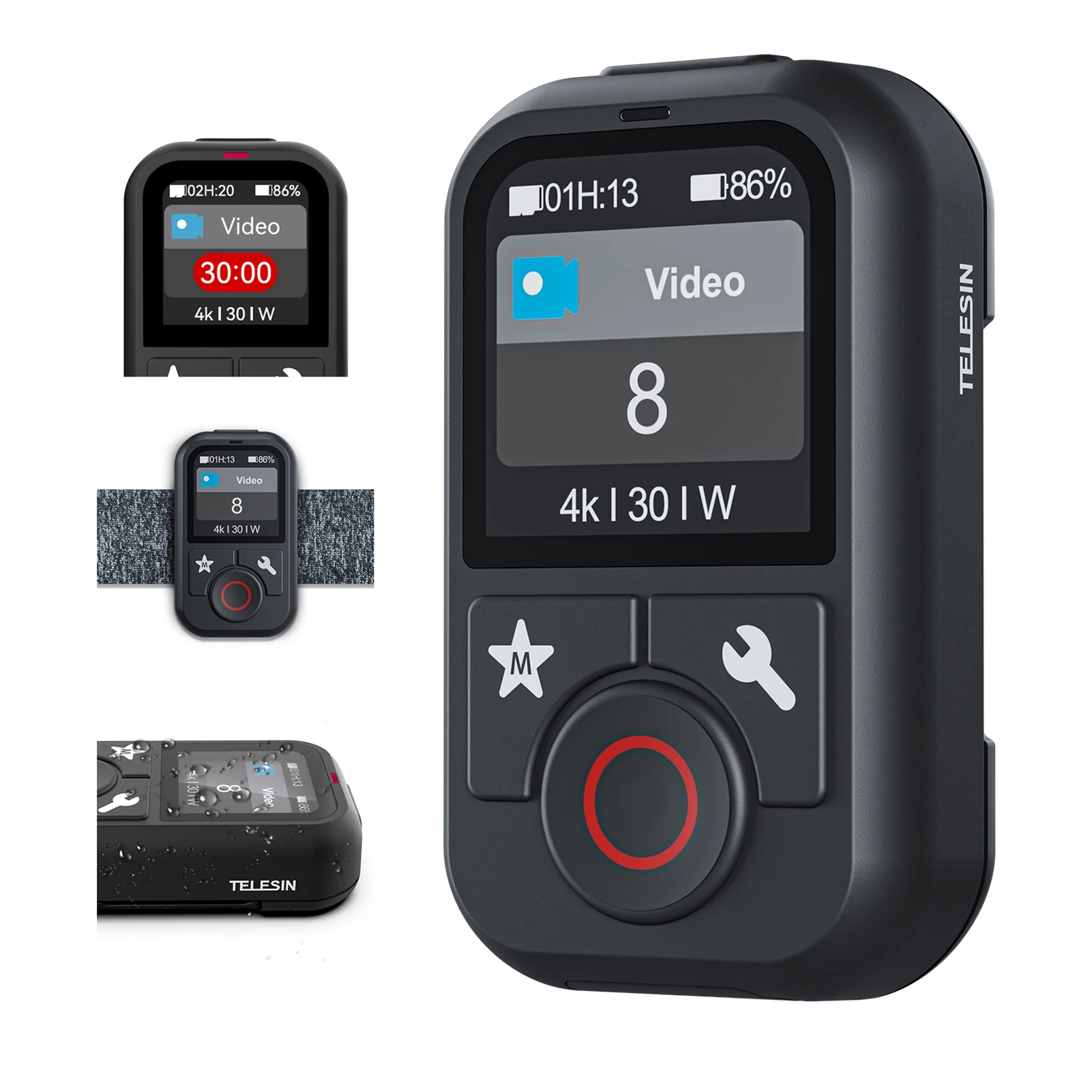 Wireless Smart Remote Control Camera Controller 60M Range Waterproof with Wristband for GoPro Hero 13/12/11/10