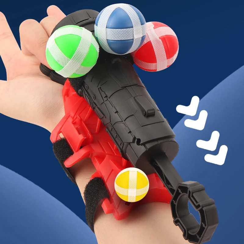 Wrist Catapult Ball Gun Sticky Ball Target Shooting Family Interactive Indoor Outdoor Sports Puzzle Toys For Children Ages 3 To 4