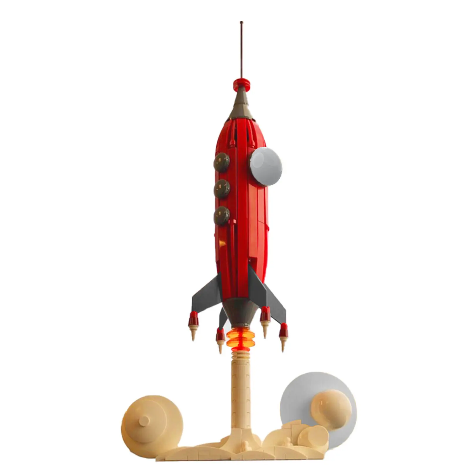 

Retro Futuristic Rocket Ship Model for Kids Gift collection MOC Build Gift