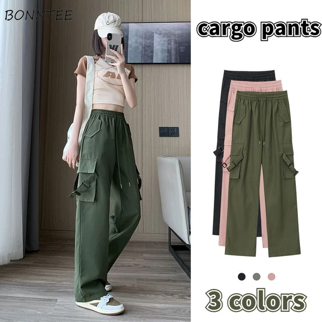 Cargo Pants Women Loose Vintage Streetwear Elastic Waist Spring Korean  Style Cool Unisex Casual All-match Mujer Fashion Daily - AliExpress