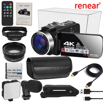 4k 카메라 전문 캠코더, 유튜브 틱톡 브이로그 스트리밍용, 16x 디지털 줌, 와이파이 적외선 야간 투시경 비디오 카메라