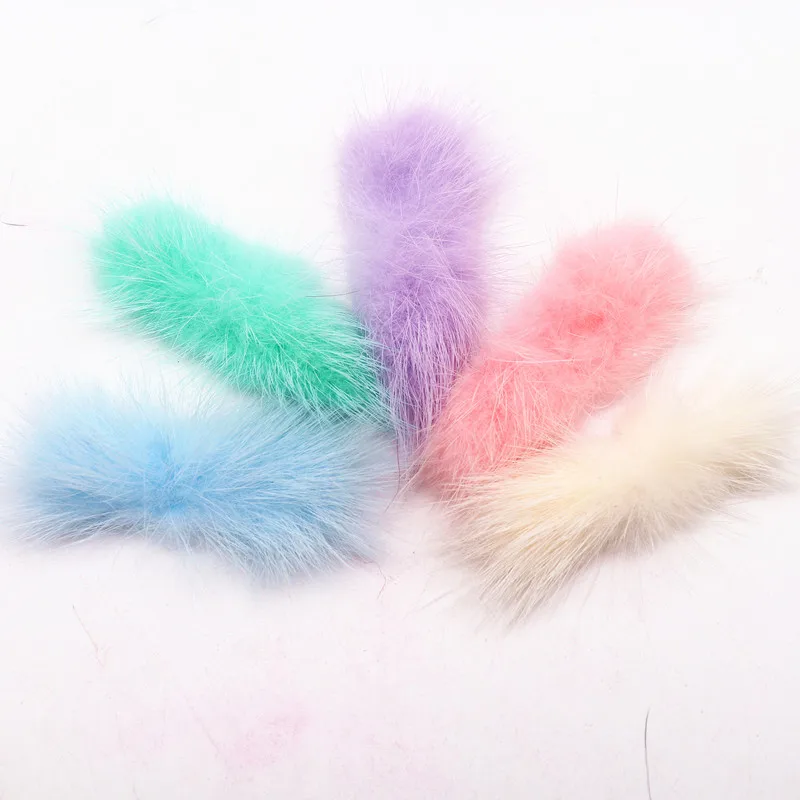 2-3cm*6-7cm Mink Pompoms Bowknot Pompon for Sewing on Knitted Key Chain Scarf Hats Fur DIY Craft Supplies Hair Accessories craft supplies pom poms craft supplies