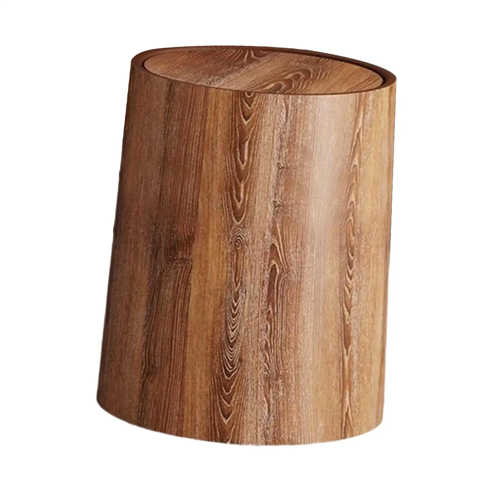 Indoor Trash Can Bathroom Trash Can Household Trash Bin Waste Bin with Swing Lid Garbage Container Wood Grain Can For Office Bedroom