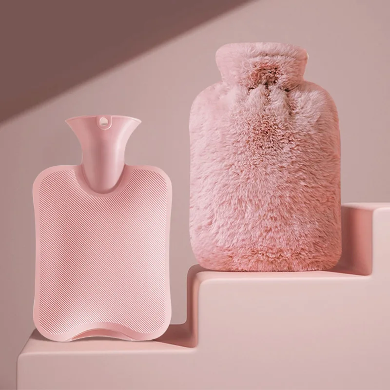1000ml Hot Water Bottle Winter Plush Hot Water Bottle Explosion-Proof & Heat-Resistant Dual-Use Hand Warmer & Waist Bag