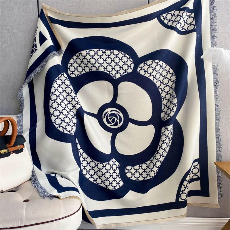 

Winter Warm Cashmere Scarf for Women Floral Print Pashmina Blanket Thick Shawl Wrap Neckerchief Fashion Bufanda Echarpe Poncho