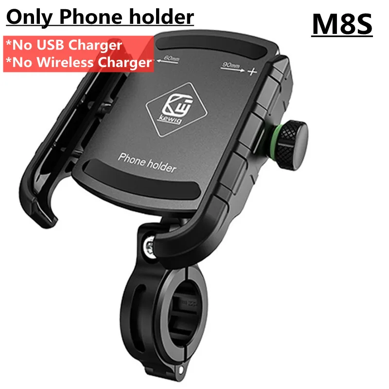Universal Motorcycle Phone Holder with Quick USB and Wireless Charging, Mirror Stand and Handlebar Mount