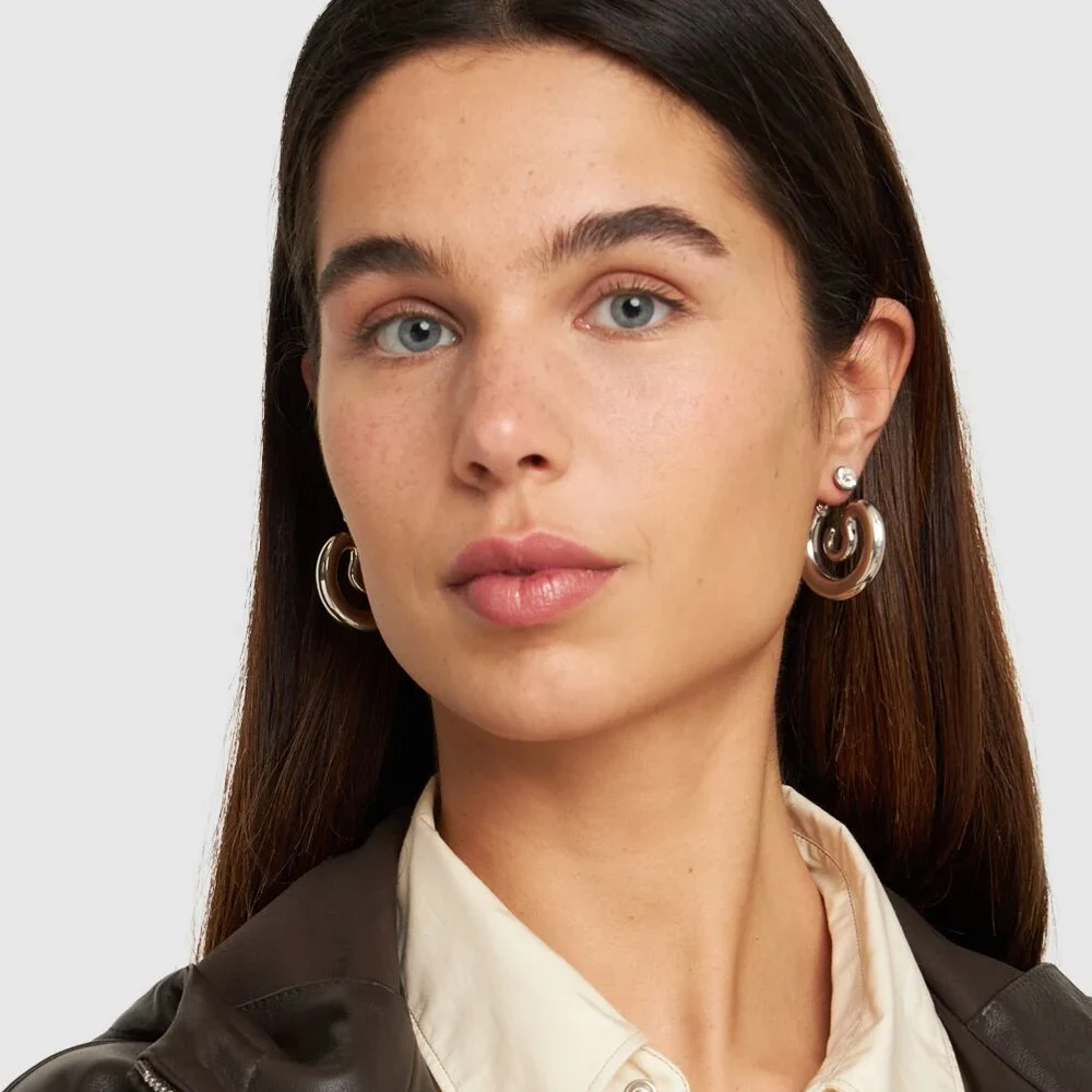 Sparkling Rhinestone Geometric Distortion Stud Earrings Chunky Vortex Ear Hoops Huggies Waterproof Statement Jewelry Rust Proof