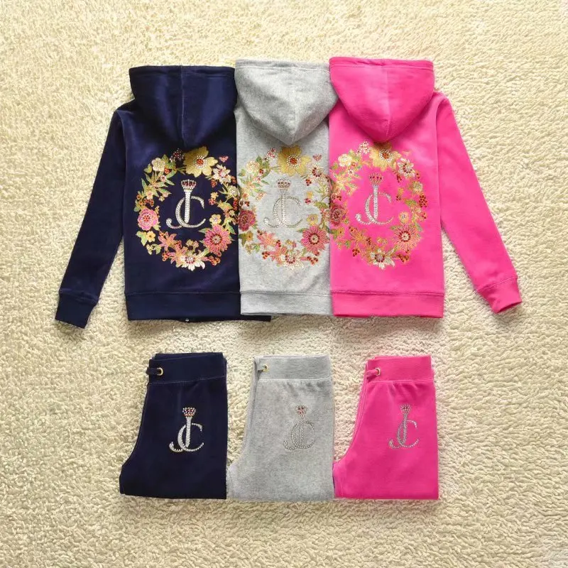 

Kids Juicy Velvet Tracksuit for Kids Fall/Winter Girl's Clothing Set Velour Sweatshirts and Pants Two Piece Children Suit