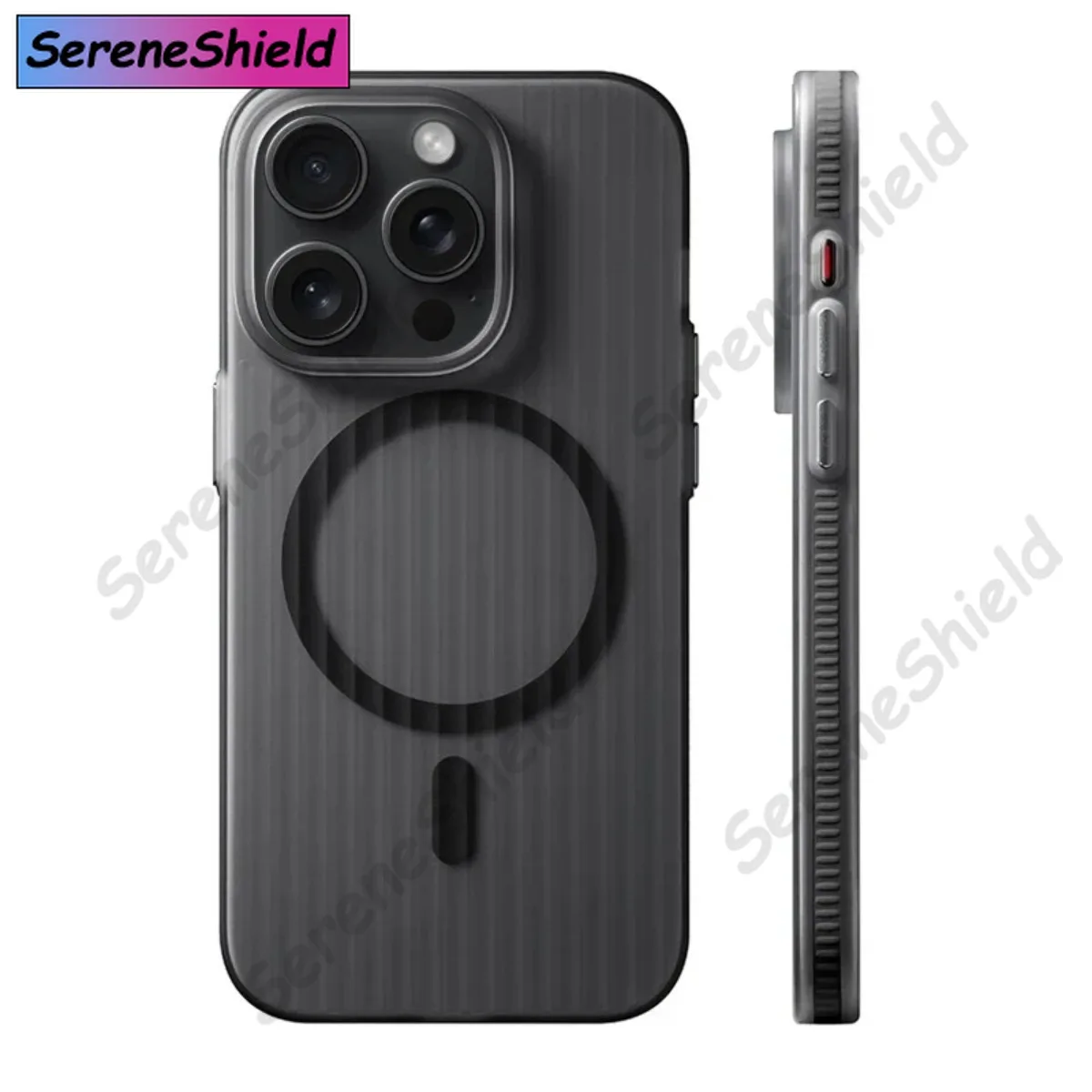 Geometric 3D Stripes MagSafe Wireless Charging Phone Case with Anti-Fall Bumper and Frosted Finish