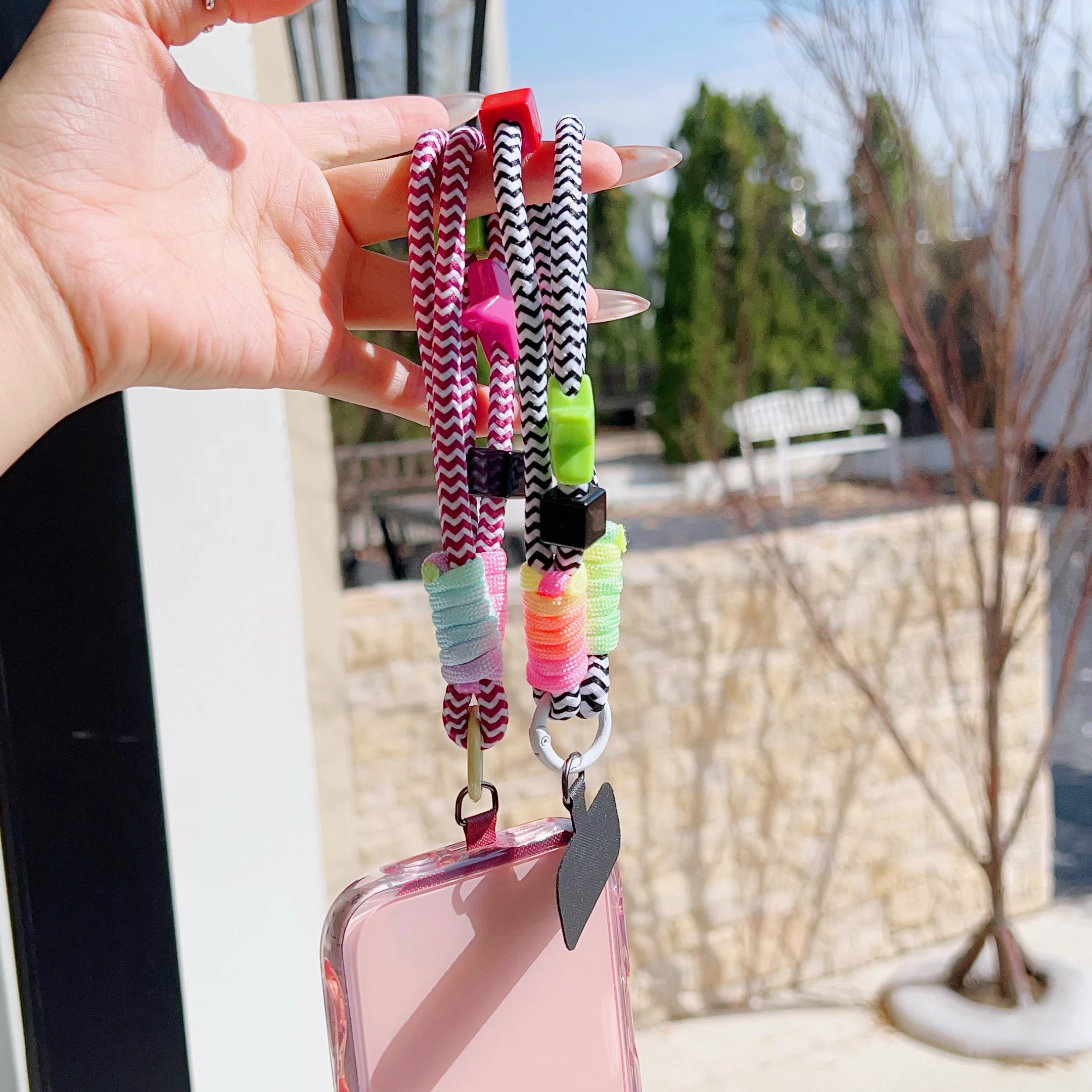 Luxurious Handcrafted Rainbow Woven Wrist Strap and Decorative Pendant