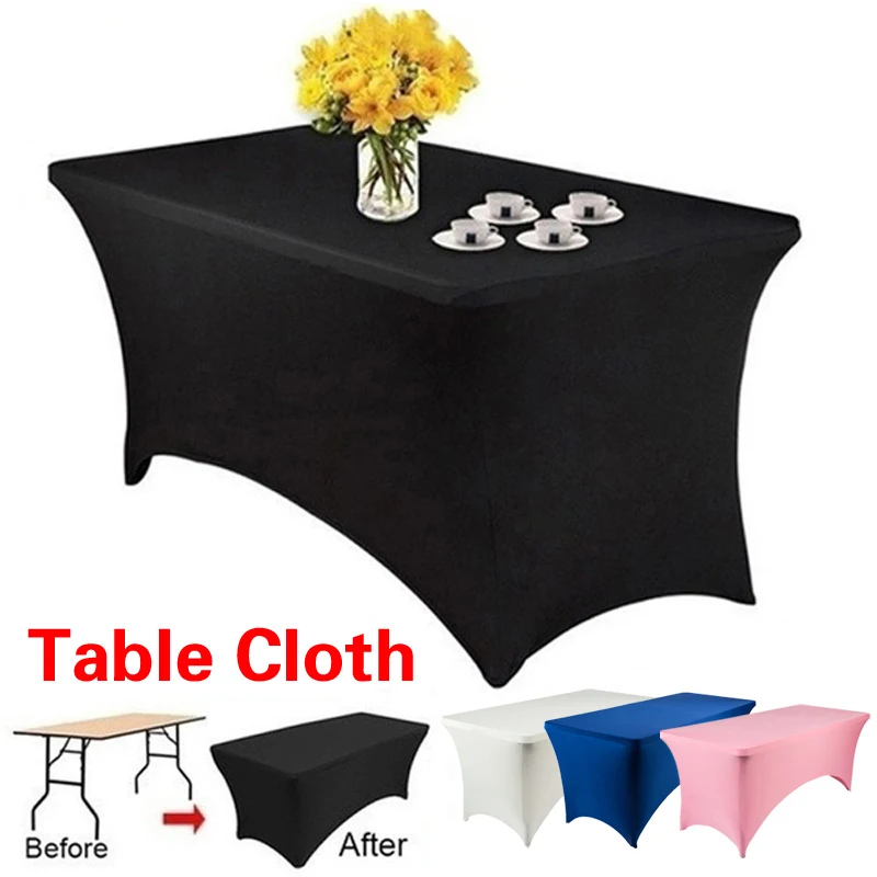 

Stretch Rectangle Tablecloth Table Cover Black/White Spandex Table Cloth Wedding Party Table Cover Hotel Home Decor 1PC