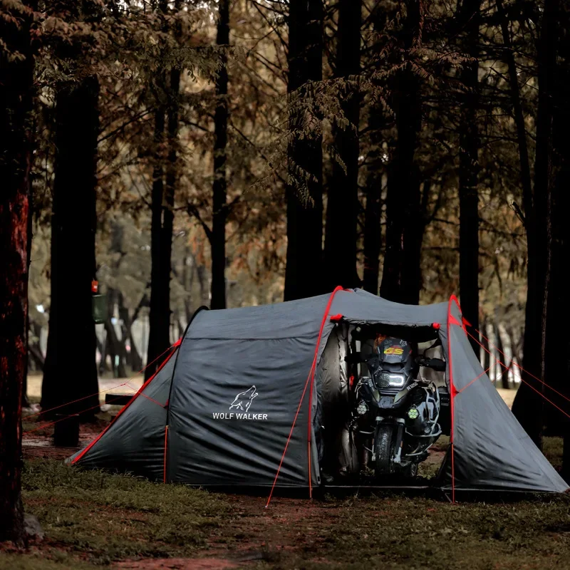 motorcycle hiking tent outdoor camping cloud tourer Double Layers motorcycle storage 2 man tent custom