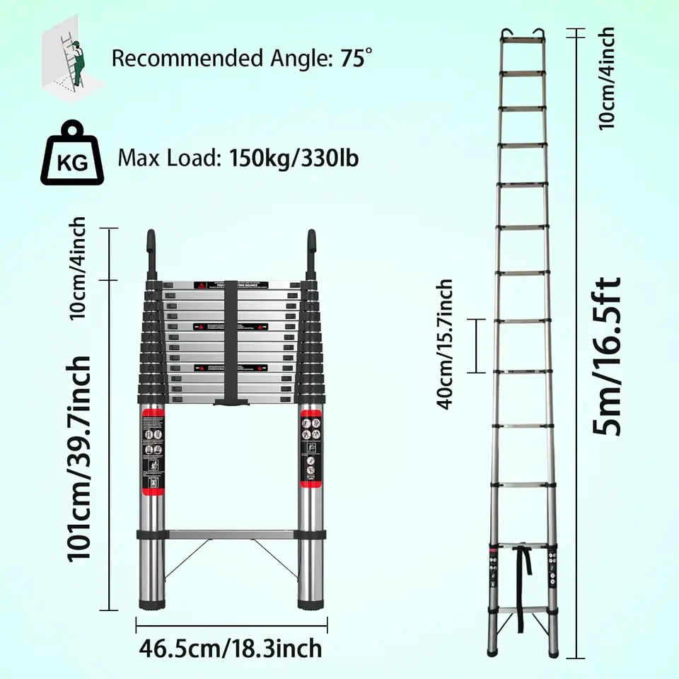 Rv Bunk Ladder Telescoping Ladder 16 FT Extension Ladder Aluminum ...