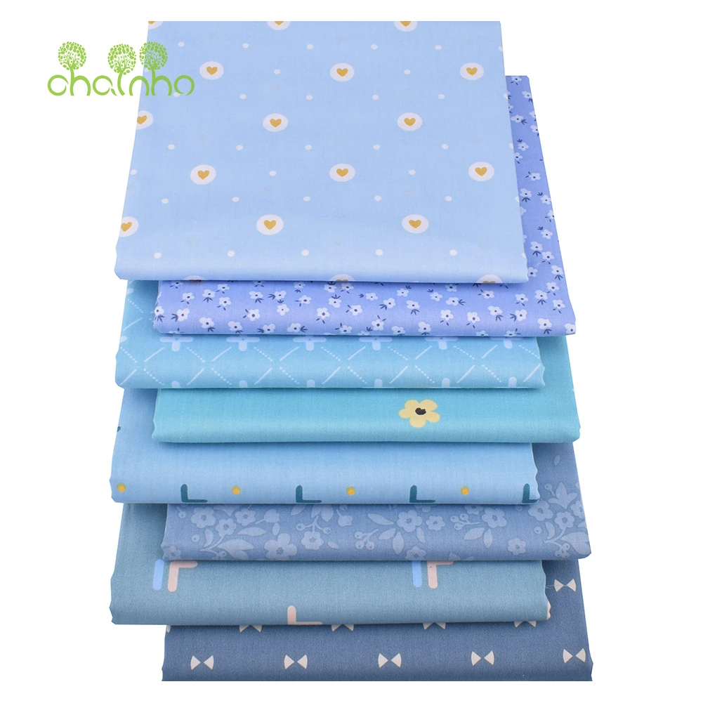 Chainho,Printed Twill Weave Cotton Fabric,DIY Sewing Quilting Material,Patchwork Cloth,8 Designs Series,2 Sizes,15C371